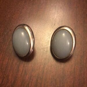 Vintage Trifari silver oval clip-on earrings